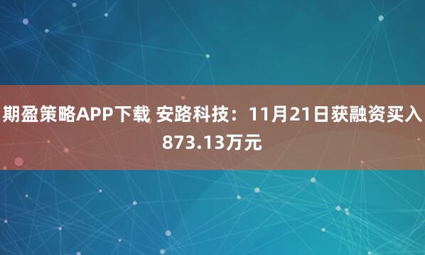 期盈策略APP下载 安路科技：11月21日获融资买入873.13万元